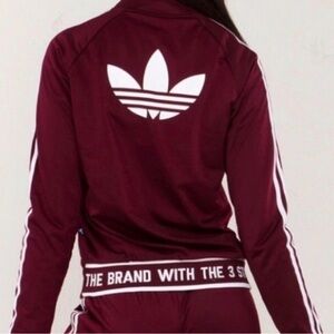 NEW Adidas Women’s Trefoil Track Jacket in Burgundy